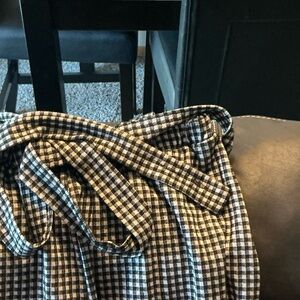 Black and White Gingham Tie-Waist Skirt